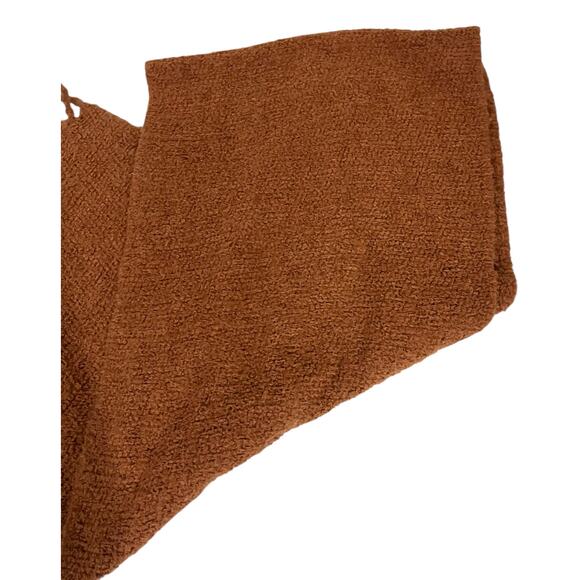 Free People Womens Oversized Fuzzy Boucle Wrap Scarf Fringe Brown 17”x 80” - Picture 4 of 8